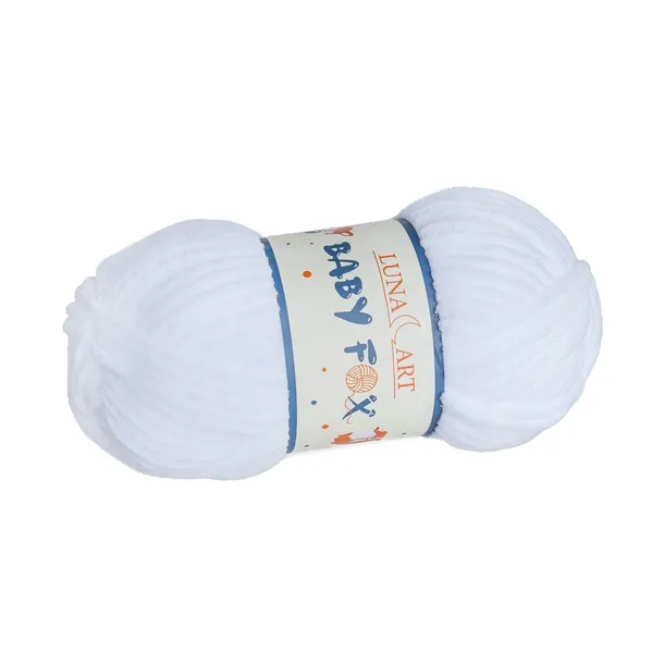 100g włóczka pluszowa Baby Fox biała 01