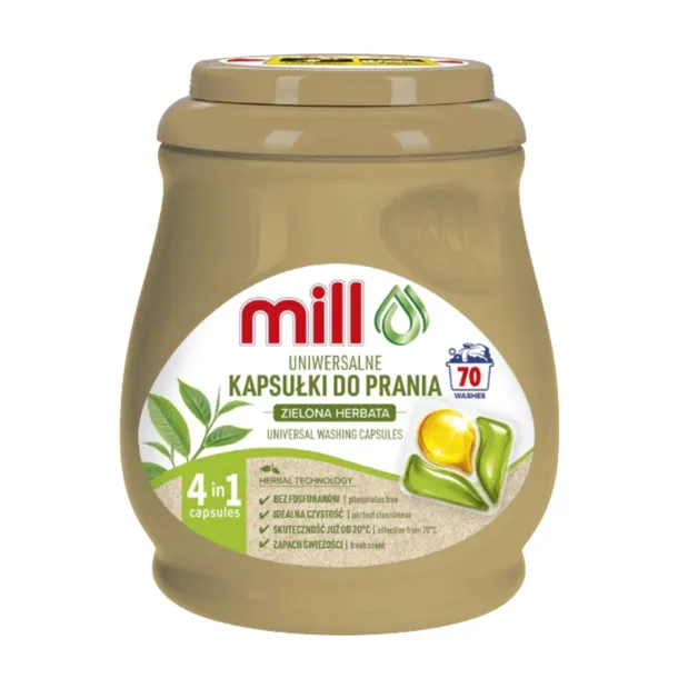 MILL Zielona Herbata Kapsułki Do Prania Uniwersalne Bez Fosforanów 70szt.