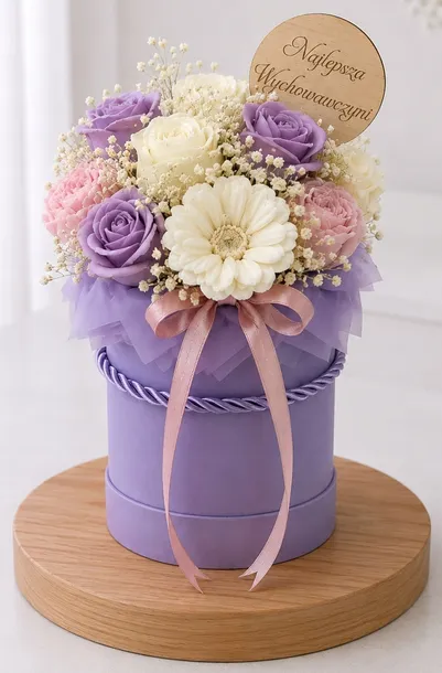 Prezent dla Nauczyciela Bukiet ze Świec Sojowych Flower Box na Koniec Roku