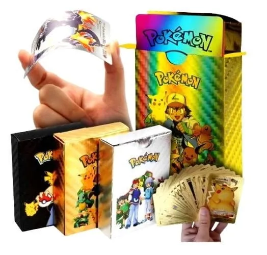 Karty Pokemon Duży Zestaw 4w1 Złote Czarne Srebrne Tęczowe 220 Sztuk Kart