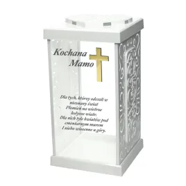 Zdjęcie produktu Biało-złoty znicz personalizowany - własny tekst