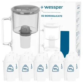 szklany-dzbanek-filtrujacy-wessper-d2-borosilicate-3l-szary-11x-filtr