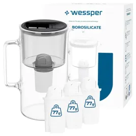 dzbanek-filtrujacy-szklany-wessper-d2-borosilicate-3l-czarny-4x-filtr