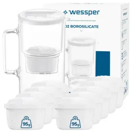 dzbanek-szklany-filtrujacy-wessper-d2-borosilicate-3l-bialy-10x-filtr