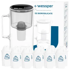 dzbanek-filtrujacy-szklany-wessper-d2-borosilicate-3l-czarny-12x-filtr