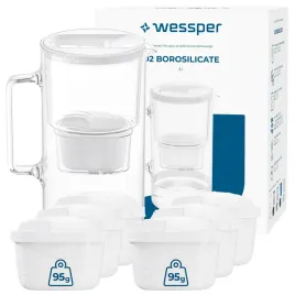 dzbanek-szklany-filtrujacy-wessper-d2-borosilicate-3l-bialy-7x-filtr