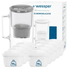 dzbanek-filtrujacy-szklany-wessper-d2-borosilicate-3l-szary-10x-filtr