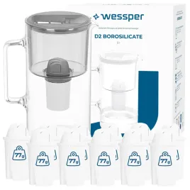 dzbanek-filtrujacy-szklany-wessper-d2-borosilicate-3l-12x-filtr-do-wody