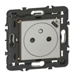 gniazdo-pojedyncze-z-uziemieniem-i-ladowarka-usb-c-aluminium-mosaic-legrand
