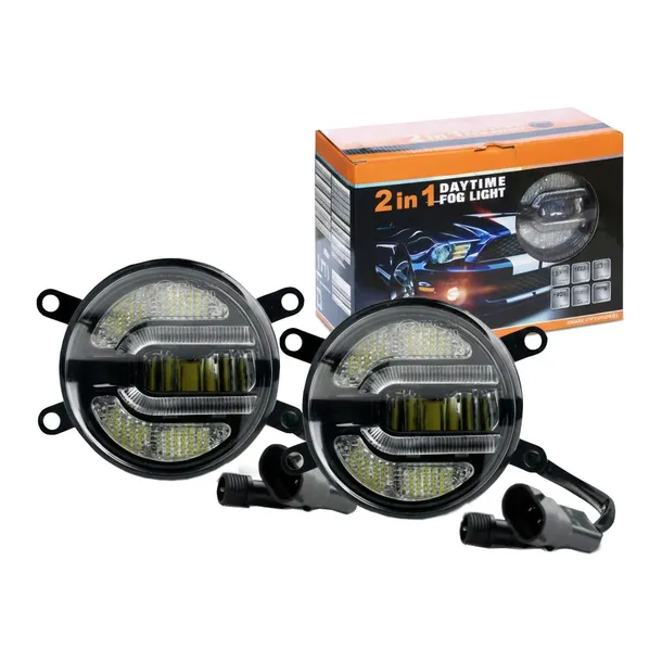 Światła Dzienne Led Drl + Halogen Fog Led 2w1 90mm WLF201 M-Tech