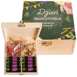 zestaw-herbat-w-skrzynce-prezent-na-dzien-nauczyciela-nadruk-czekolada-miod