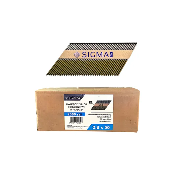 Gwoździe łączone papierem 2,8x50 mm Pierścień 2000 sztuk 34°