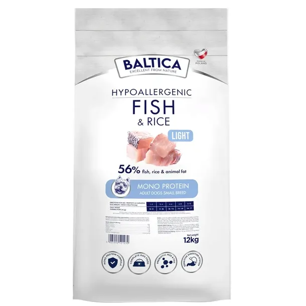 Baltica Hypoallergenic Fish & Rice Adult Small Breeds 12kg