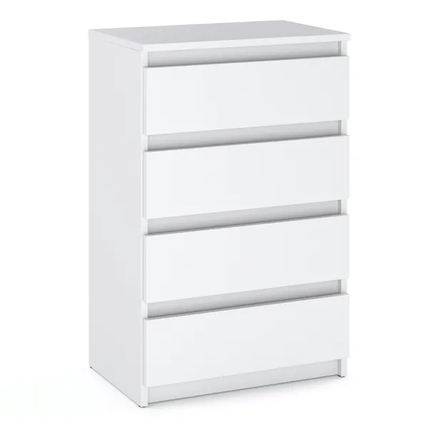Komoda Biała Z 4 Szufladami 60 CM Szafka Rtv Loft Mała Nowoczesna Do Salonu