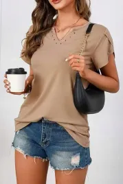 elegancka-bluzka-damska-oddychajaca-v-neck-krotki-rekaw-casual-brazowa-xl