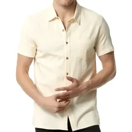 meska-koszula-krotki-rekaw-casual-slim-fit-bawelniana-dopasowana-bezowa-m