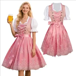damska-sukienka-bawarska-dirndl-oktoberfest-tradycyjna-haftowana-rozowa-m