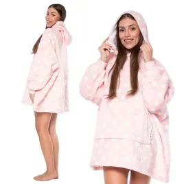 Zdjęcie produktu Bluza Koc Kocobluza 2w1 Oversize XXL z Kapturem Gruba Sherpa Różowa