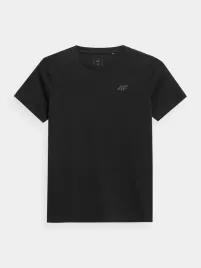 4f-t-shirt-gladki-chlopiecy-czarny-100percent-bawelna-styl-rozmiar-134cm