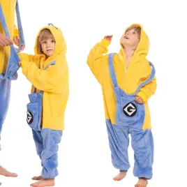 Zdjęcie produktu Piżama Dla Dzieci Dziecięca Kigurumi Onesie Kostium Minionek Żółty 125-135