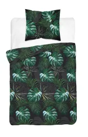 posciel-satynowa-140x200-czarna-zielona-liscie-z-jedna-poszewka-home-satin