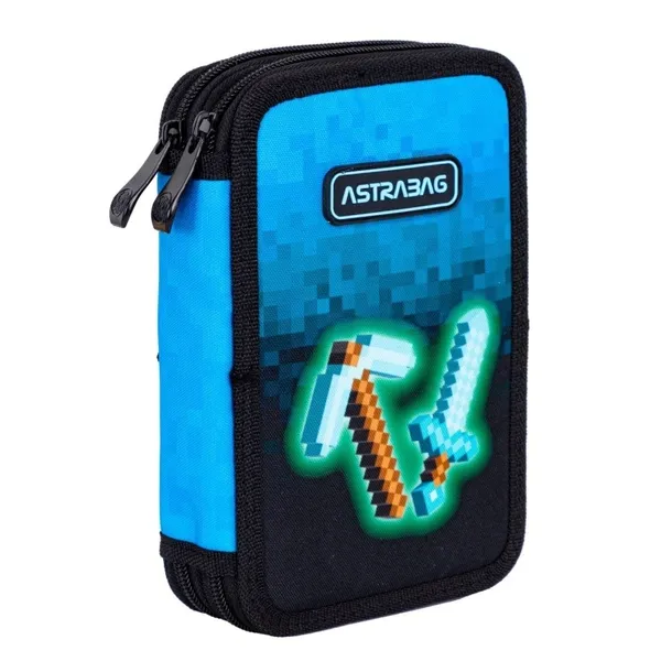 PIÓRNIK PODWÓJNY Z WYPOSAŻENIEM ASTRABAG BLUE PIXEL MINECRAFT