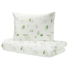 posciel-dziecieca-bialy-zielony-wzor-las-zwierzeta-150x200-ikea-barndrom