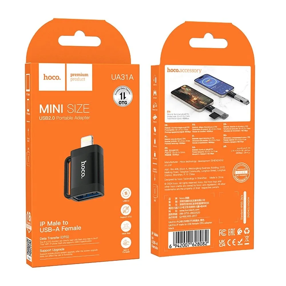 adapter-otg-lightning-do-usb-a-hoco-ua31a-czarny