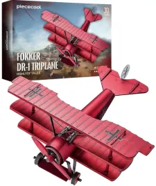 piececool-puzzle-metalowe-model-3d-samolot-czerwony-baron-na-prezent