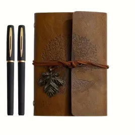 elegancki-pamietnik-notes-vintage-z-2-dlugopisami-drzewo-zycia-jasnobrazowy