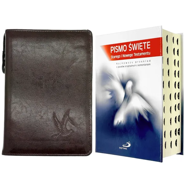 Pismo Św. z komentarzem duże pag. w kasztanowym etui