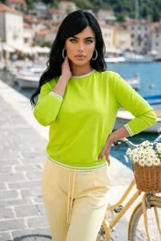 bluza-damska-limonkowa-sportowa-3-4-rekaw-bawelna-l-xl-biust-120-cm