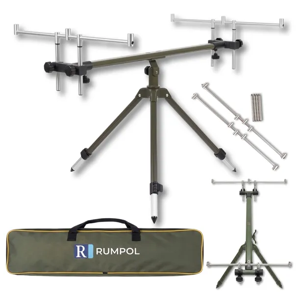 TRIPOD STANOWISKO KARPIOWE NA 3 WĘDKI STALOWY REGULOWANY 280529 RUMPOL