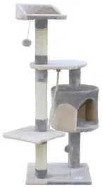 drapak-dla-kota-112cm-z-budka-legowiskiem-sizal-zabawki-wieza-szaro-kremowy
