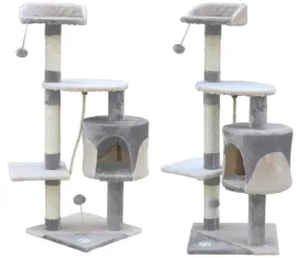 drapak-dla-kota-112cm-z-budka-legowiskiem-sizal-zabawki-wieza-szaro-kremowy