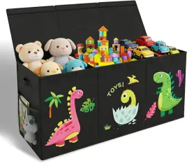 pudelko-na-zabawki-organizer-z-pokrywka-150l-xxl-czarne-dinozaury