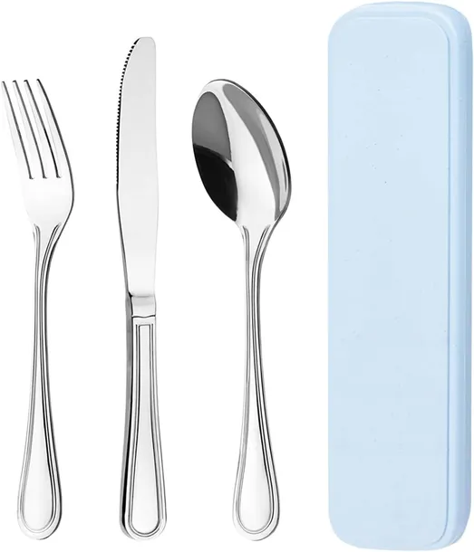 SZTUĆCE TURYSTYCZNE W ETUI STAL NIERDZEWNA ZESTAW PODRÓŻNY