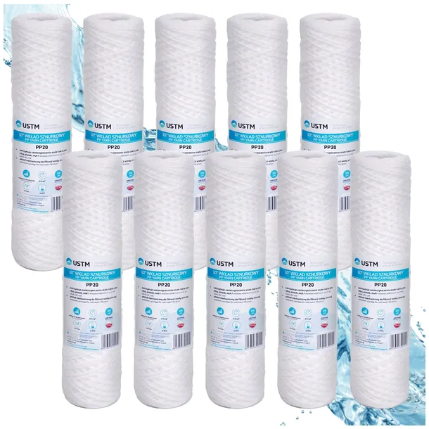 10x Wkład Sznurkowy do Filtra UST-M PP20M 10" Filtr Wody USTM 20 MIKRONÓW