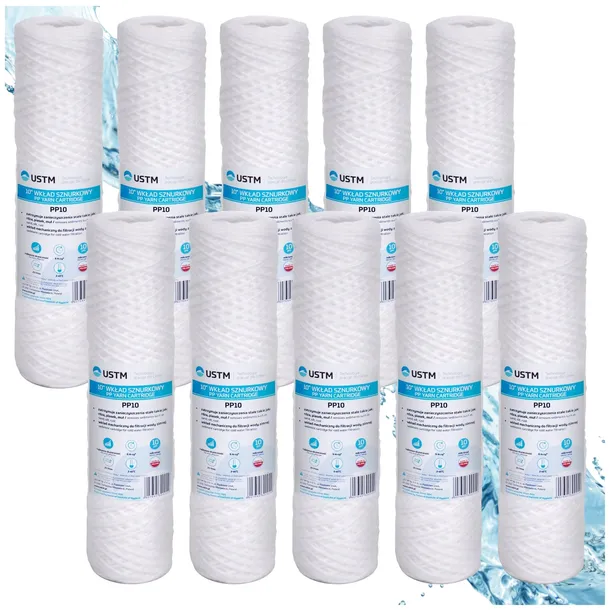 10x Filtr do Wody Sznurkowy Wkład UST-M PP10M 10" do Filtra USTM 10 MIKRON