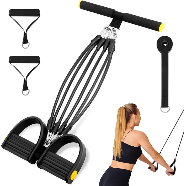 TAŚMY OPOROWE Z UCHWYTAMI ZESTAW DO ĆWICZEŃ FITNESS DOM 100kg TPE
