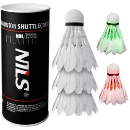 lotki-do-gry-w-badmintona-treningowe-piorkowe-biale-led-nils-komplet-3-szt