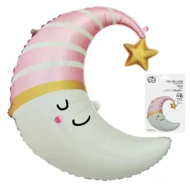 balon-foliowy-ksiezyc-rozowa-czapeczka-na-przyjecie-baby-shower-56x68-cm