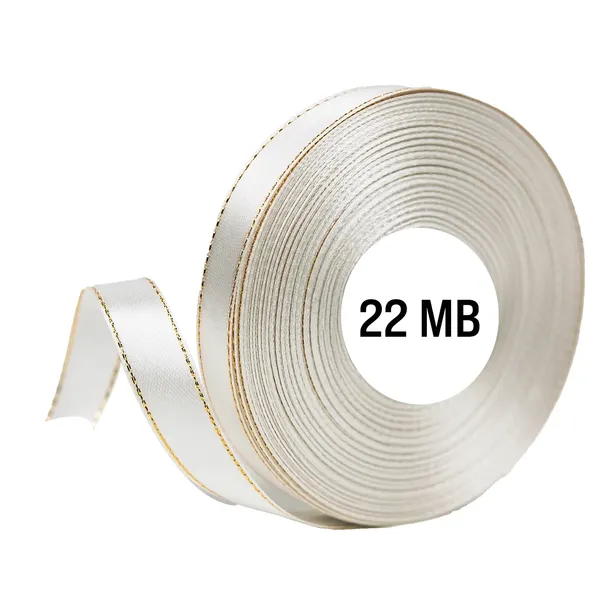 Wstążka Satynowa Tasiemka Biała Złota Nić Rokla 25mm 22m Do Dekoracji