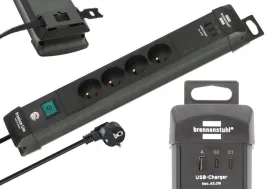 brennenstuhl-listwa-zasilajaca-4-gniazda-usb-c-pd-65w-i-usb-a-3m-czarna