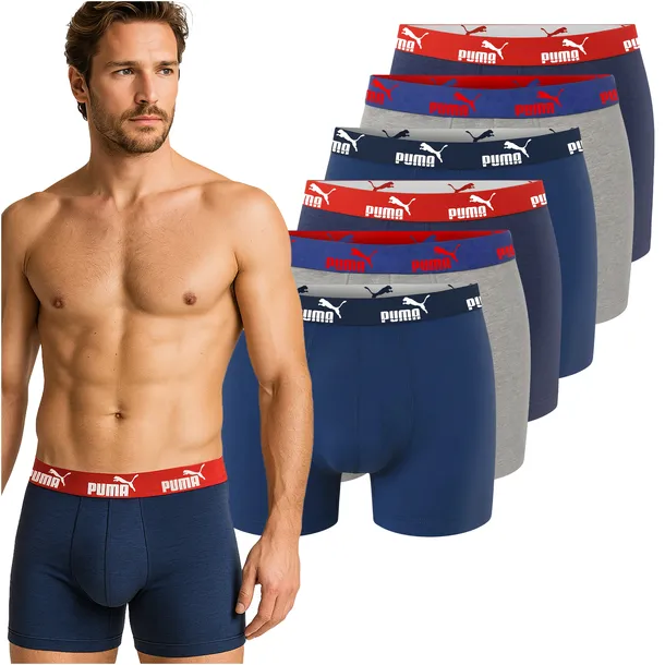 Puma Bokserki Męskie 6 sztuk Majtki Bawełna Sodalite Blue Rozmiar L