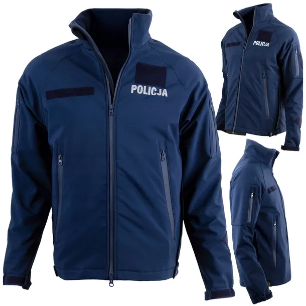 Softshell Policja Kurtka Ochronna Wodoodporna z Rzepami i Zamkami S