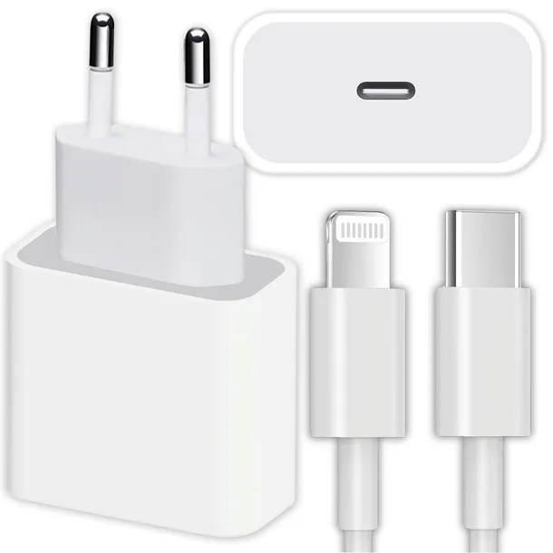 SZYBKA ŁADOWARKA DO IPHONE KOSTKA 20W + KABEL 1M / USB-C - IPHONE LIGHTING