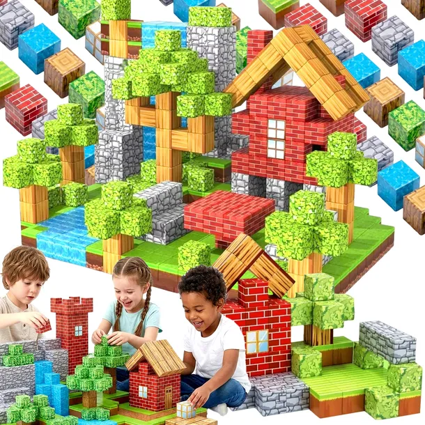 KLOCKI MAGNETYCZNE konstrukcyjne zestaw dla dzieci 144 elementy edukacyjne
