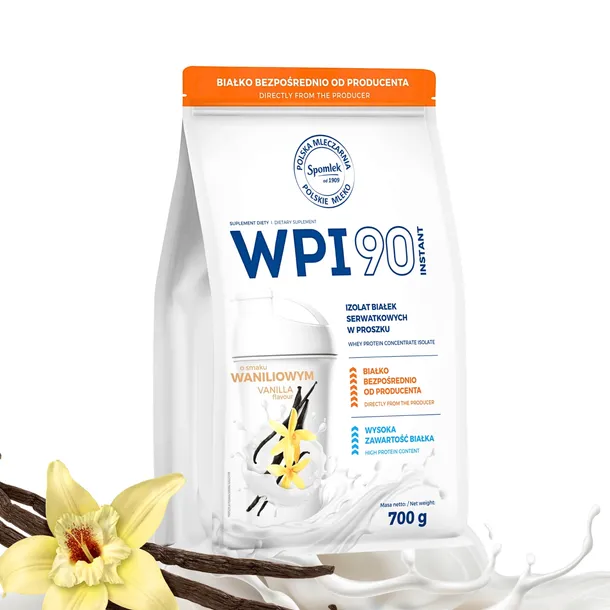 Izolat Białka Serwatkowego WPI90 Białko Whey protein Waniliowy 700g SPOMLEK