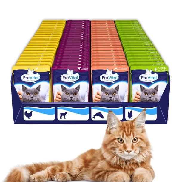 Prevital Saszetki Karma Mokra Dla Kota Mix Smaków 96x100g